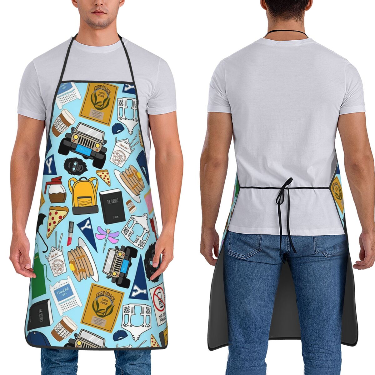 Printed Bibs Pack - Tablier de cuisine bleu imprimé avec