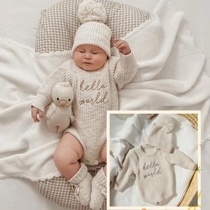 Baby Clothing Brand - Ylsteed Hello World – barboteuse tricotée